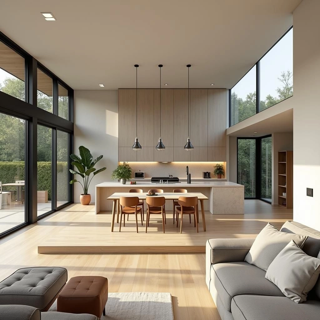 phòng khách liền bếp đẹp