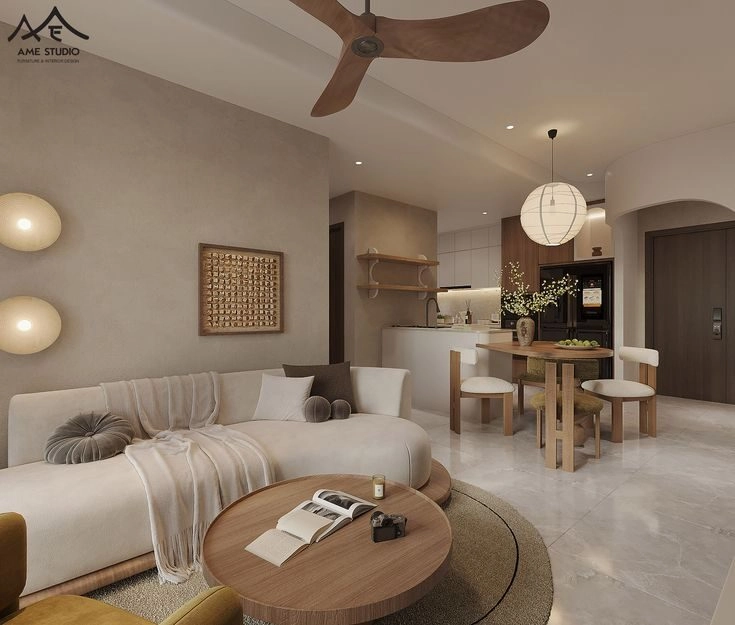 phòng khách liền bếp đẹp