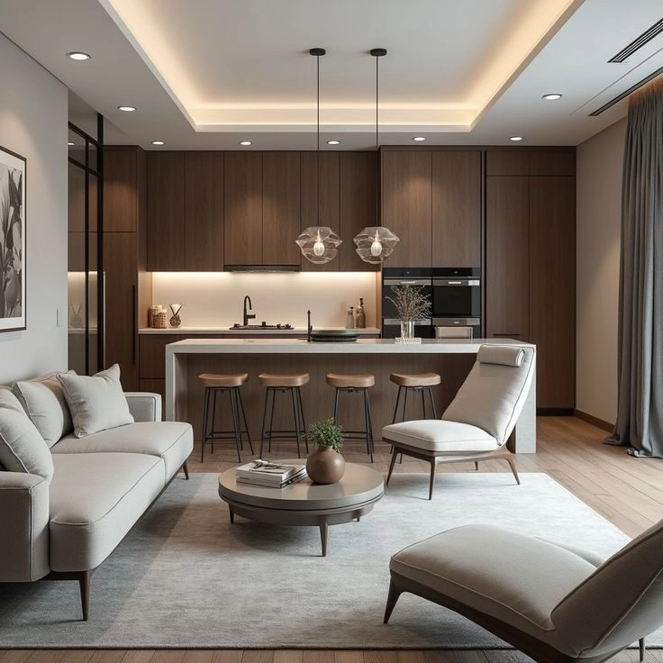 phòng khách liền bếp đẹp