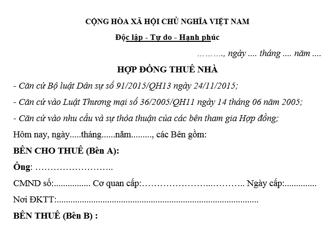 Mẫu hợp đồng thuê căn hộ 2025 (chuẩn pháp lý)